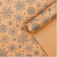 Бумага упаковочная крафтовая "Снежинки", 50*70 см